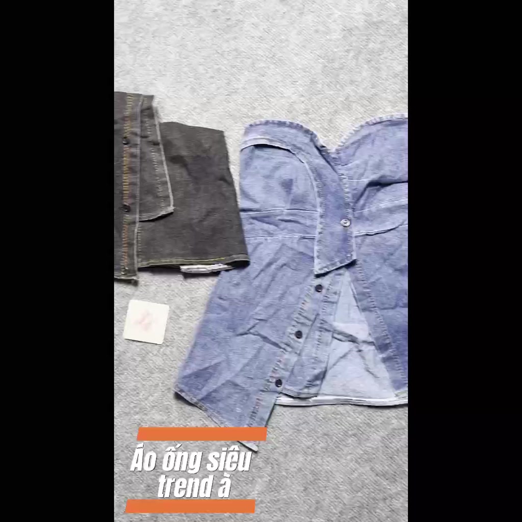 áo ống jean cúp ngực, áo kiểu quây xẻ body nhún lưng kiểu hàn quốc tôn dáng A251 | BigBuy360 - bigbuy360.vn