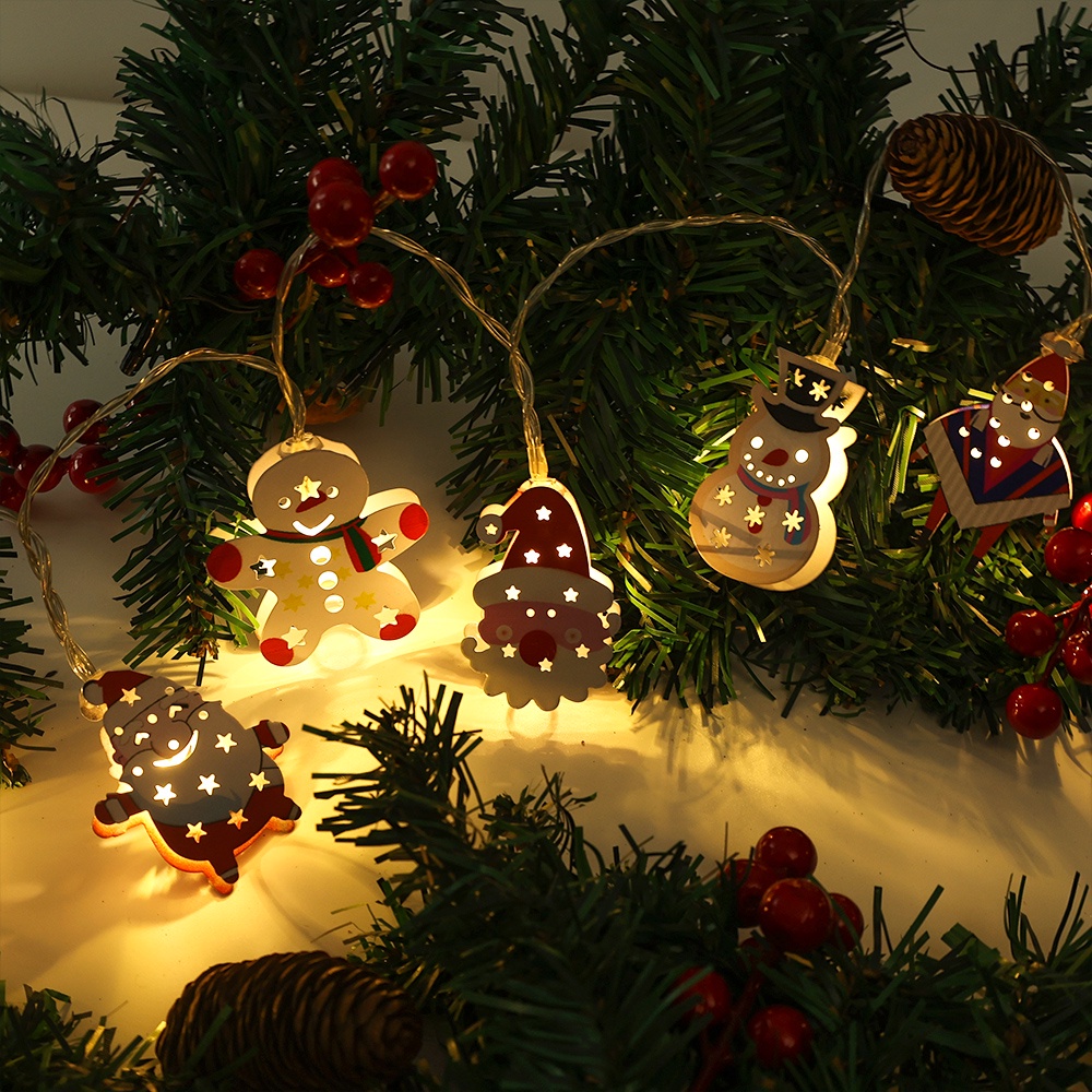 Dây Đèn Led 1.65M 10 Bóng Hình Ông Già Noel Trang Trí Cây Thông Noel