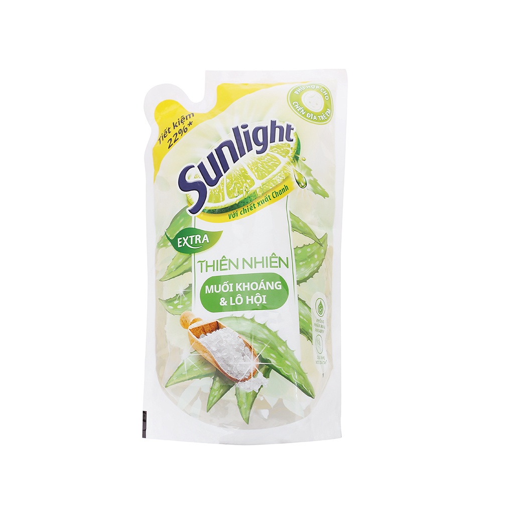 TÚI_Nước rửa chén Sunlight Extra thiên nhiên muối khoáng và lô hội túi 725ml