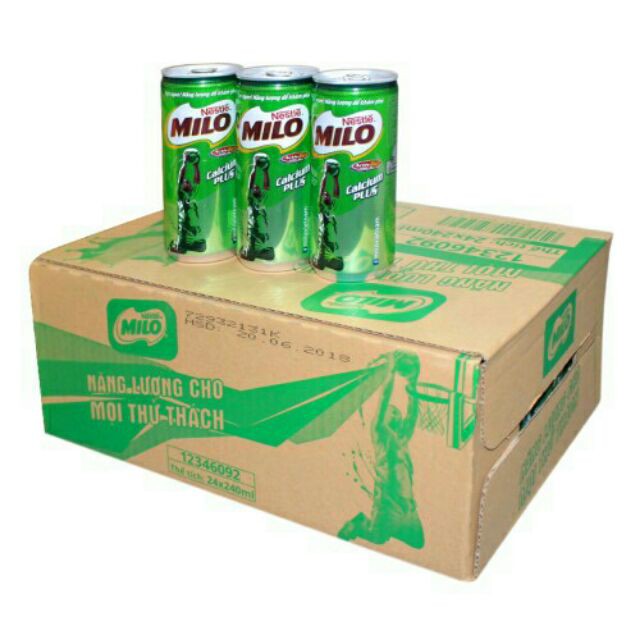 Thùng 24 lon sữa lúa mạch Milo Active Go 240ml