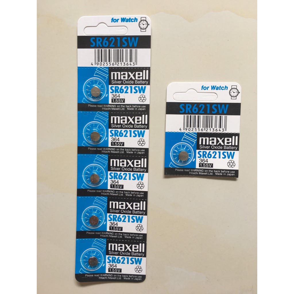 Vỉ 1 viên  pin  Maxell  SR621SW SR621 621 364 Nhật  Bản