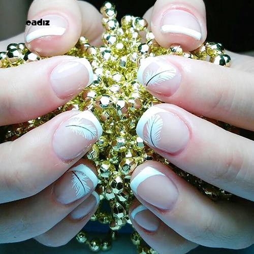 [Hàng mới về] Bộ 2 tờ miếng dán trang trí móng tay nghệ thuật chuyển nước họa tiết lông vũ thời trang