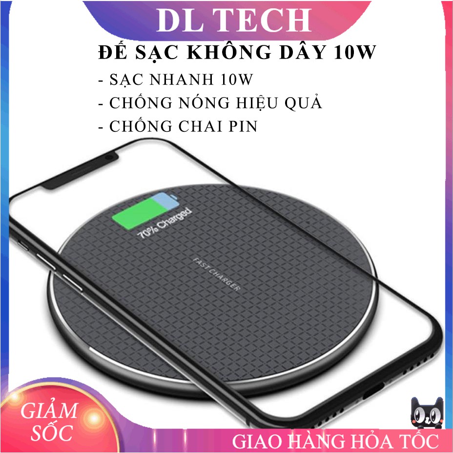 Đế sạc nhanh không dây 10W K8 siêu mỏng chống nóng chống chai pin DL TECH