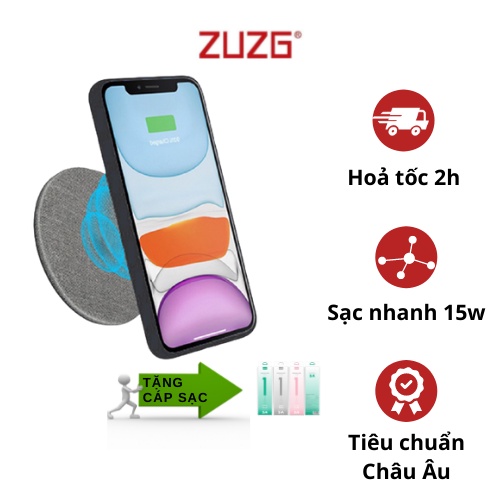 Sạc không dây ZUZG 15W type c chính hãng W2S
