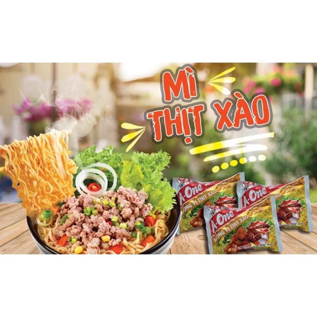 Thùng 30 gói mì hương vị thịt xào pork flavor instant noodles a-one - ảnh sản phẩm 2