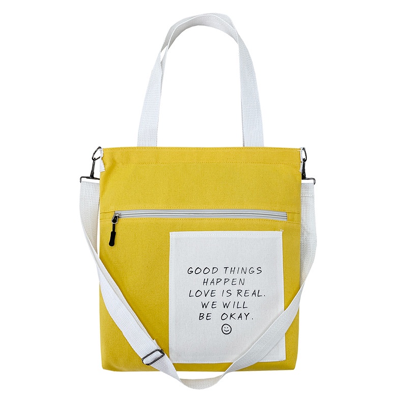 Túi Xách Canvas Phối Màu Sắc Tương Phản Thời Trang Cho Nữ