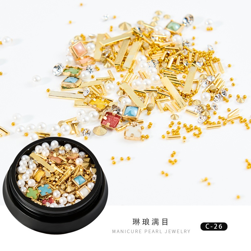 Hộp Phụ Kiện Trang Trí Móng Tay 3D Hình Trăng Sao Bằng Đồng