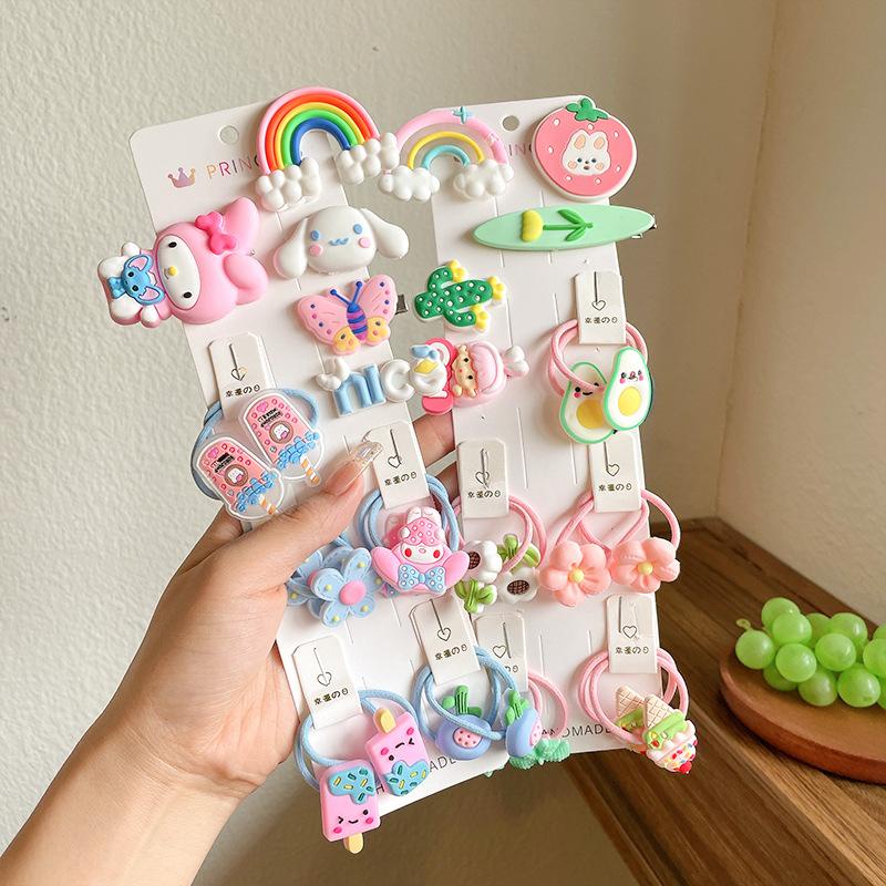 PVN50792 Set 15 Kẹp Mái, Dây Buộc Tóc Nhiều Hình Dễ Thương Cho bé Giá Rẻ