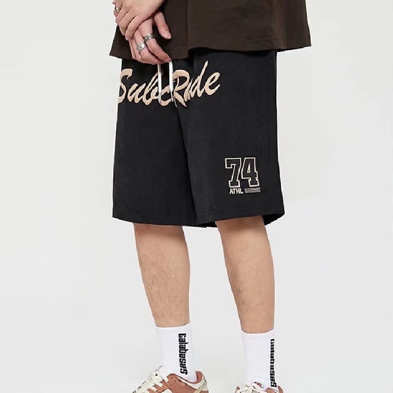 Quần Short Lưng Thun Ống Rộng In Chữ Phong Cách Hip Hop Đường Phố Nhật Bản Cỡ M-3XL Cho Nam