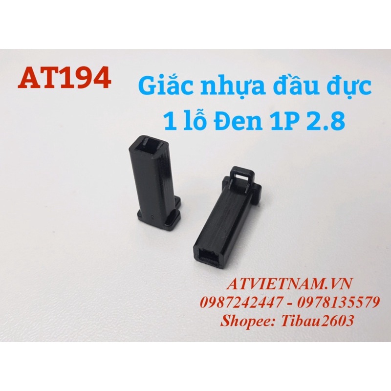 Giắc Nhựa nối dây 1 lỗ Màu ĐEN 1P 2.8 đầu Đực - AT194
