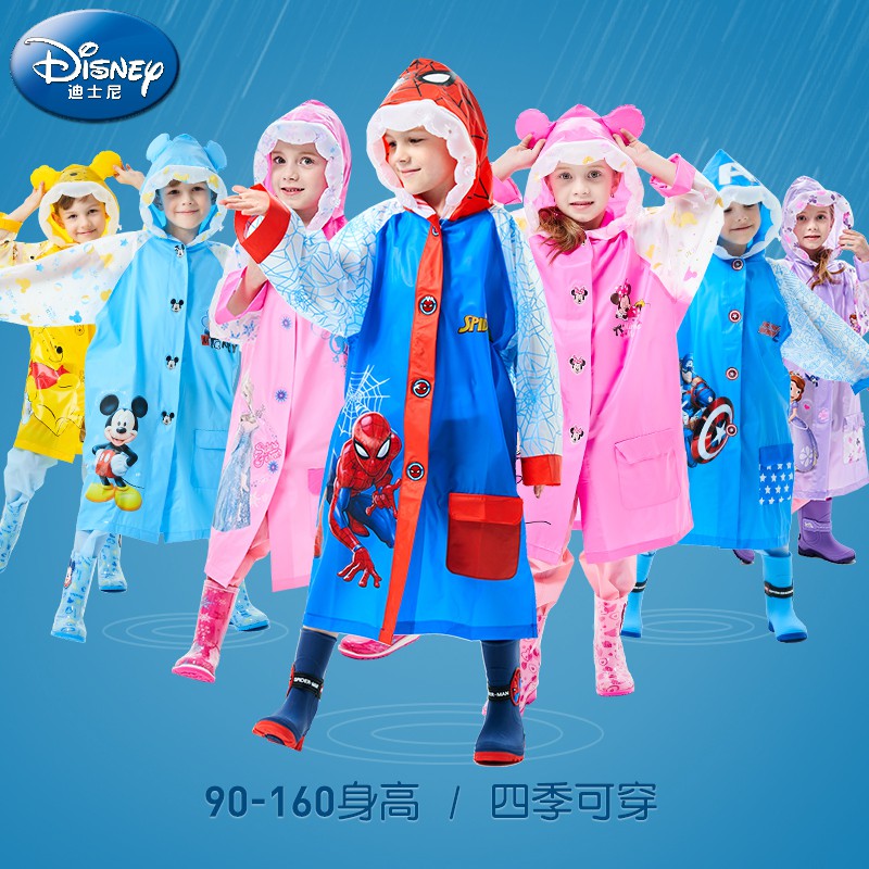 Áo mưa trẻ em hình elsa spiderman Disney ngộ nghĩnh đáng yêu cho bé