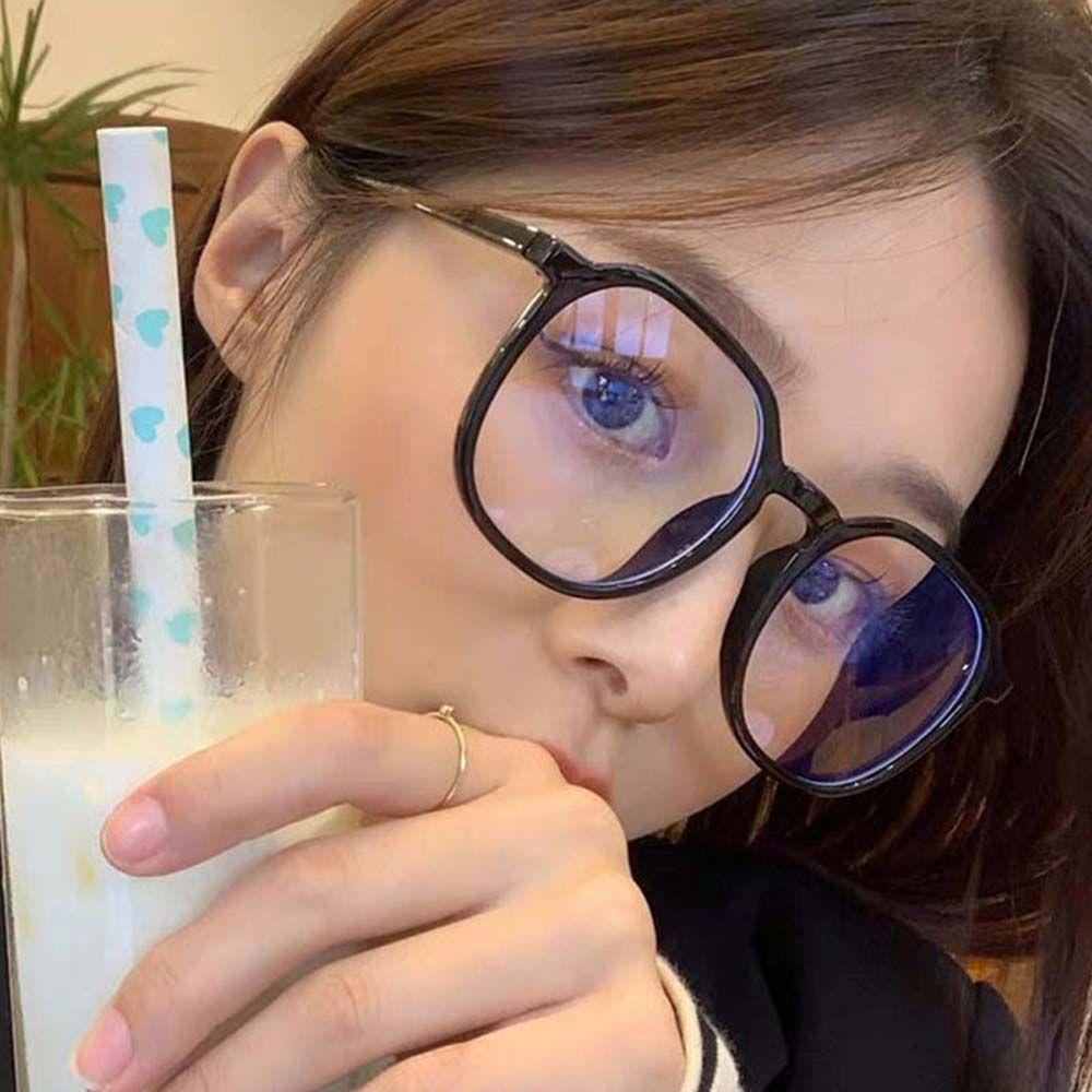 Mắt Kính Chống Bức Xạ Gọng Vuông Màu Đen Phong Cách Hàn Quốc Dành Cho Nữ