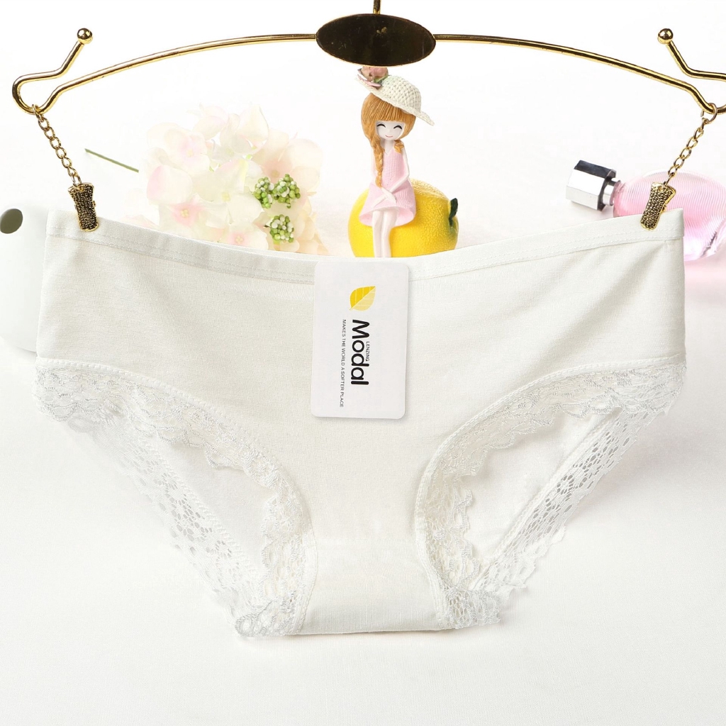 Quần lót modal cotton lưng thấp phối ren dễ thương dành cho nữ | BigBuy360 - bigbuy360.vn