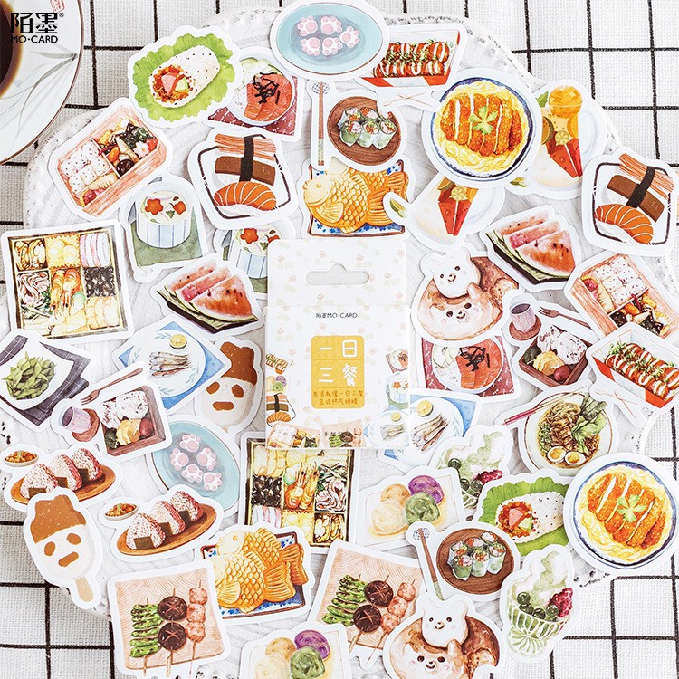 Hộp 45 Tấm Sticker Hình Đồ Ăn Nhật Bản- Japan Food Sticker