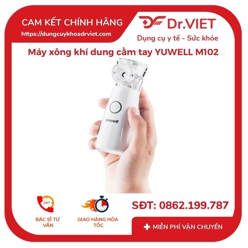 [Chính hãng] Máy xông khí dung cầm tay Yuwell M102 - Hỗ trợ điều trị các bệnh về đường hô hấp như viêm mũi, họng