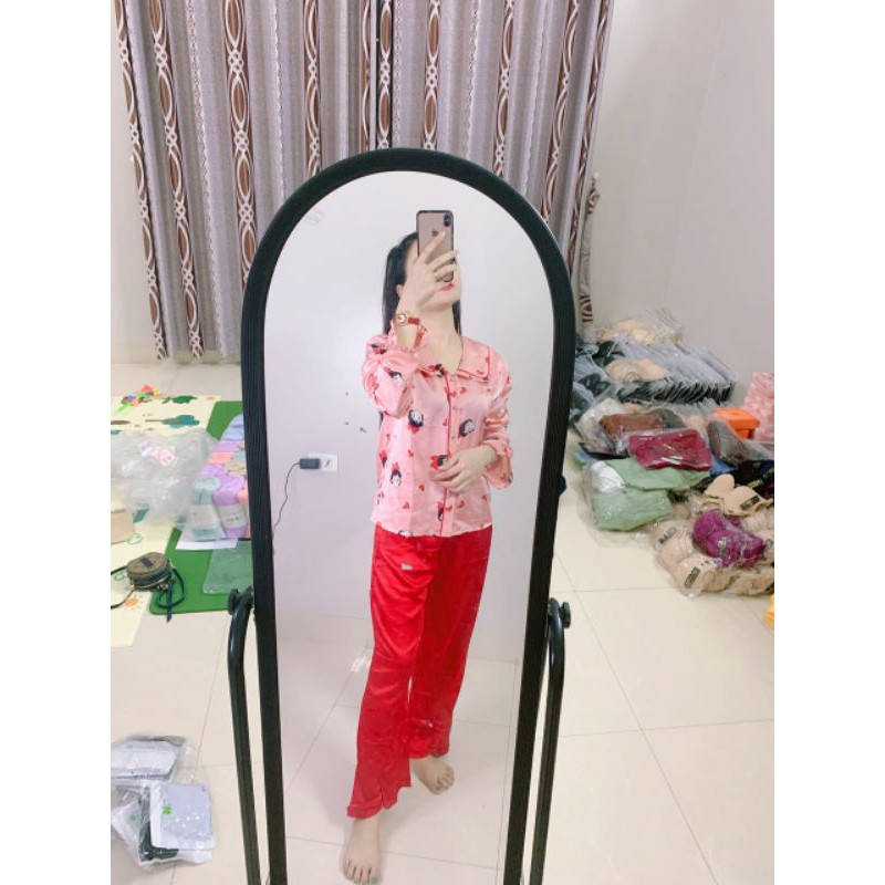 THANH LÝ NEW Pijama lụa dài tay tiểu thư dễ thương kute