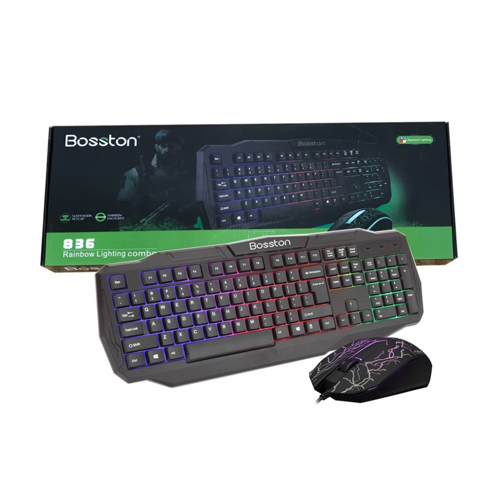 Bộ Phím Chuột Gaming Có Led Siêu Ngầu Bosston 836 | BigBuy360 - bigbuy360.vn
