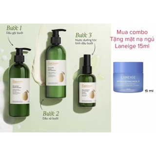 Combo chăm sóc tóc tinh dầu bưởi cocoon: dầu gội 310ml + dầu xả 310ml + nước xịt dưỡng tóc pomelo 140ml