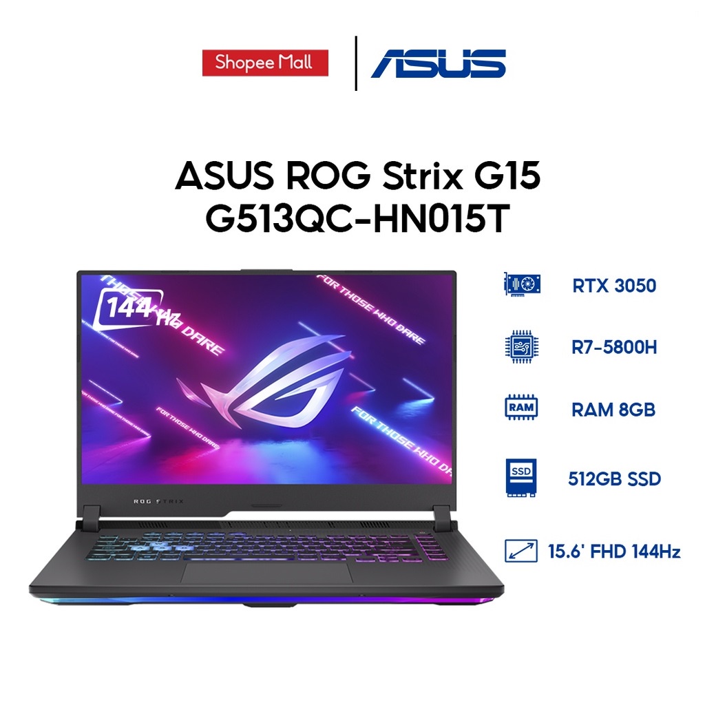 Laptop ASUS ROG Strix G15 G513QC-HN015T R7-5800H| 8GB |512GB |3050 4GB |15.6' |W10