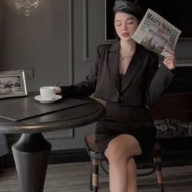 Set big size váy dây và áo khoác vest từ 60kg-90kg