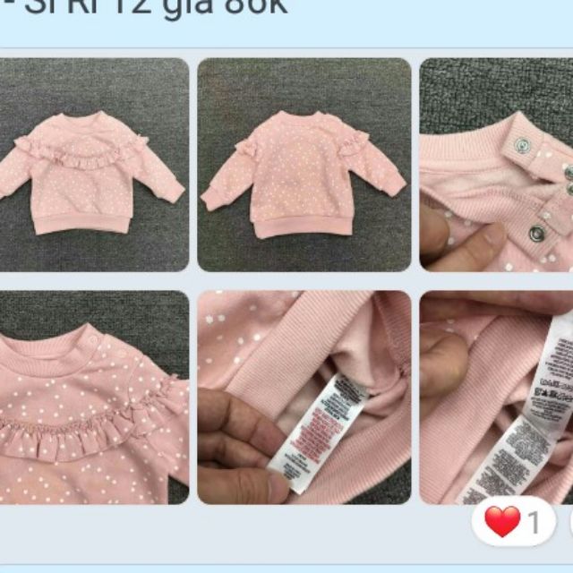 Áo nỉ chấm bi bé gái