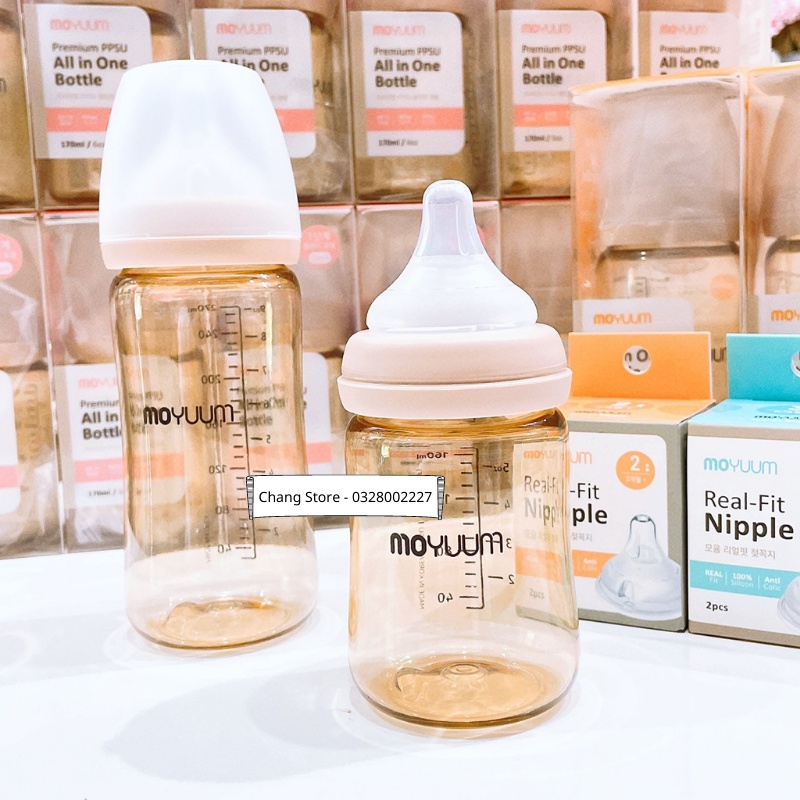 Bình Sữa Moyuum Hàn Quốc Kèm Núm Siêu Mềm Cho Bé 170ml/ 270ml