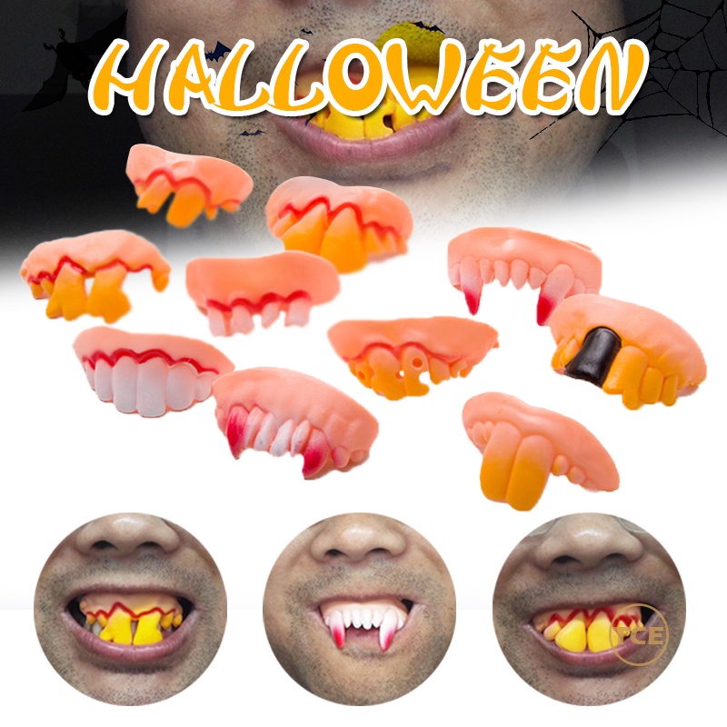 FOLLOW TẶNG 3KHÀNG CÓ SẴN Răng Giả Bộ Đầy Đủ 10 Kiểu Hóa Trang Halloween Vẩu Hô Sún Nanh Đen CHỌN MẪUVOUCHER 100K