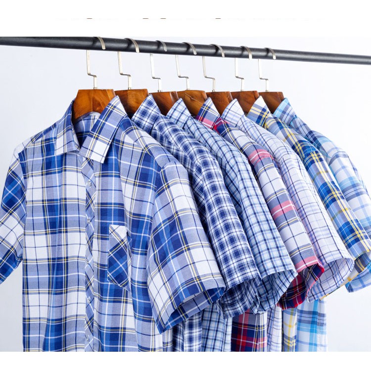 áo sơ mi tay ngắn nam cao cấp hàng bán trong siêu thị loại caro đẹp Thái Khang