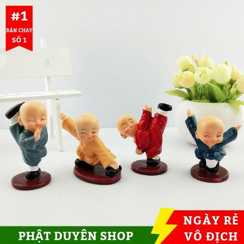 [ishop268] Bộ 4 Tượng Chú Tiểu múa đá chân cao 7CM - Mua hàng an tâm