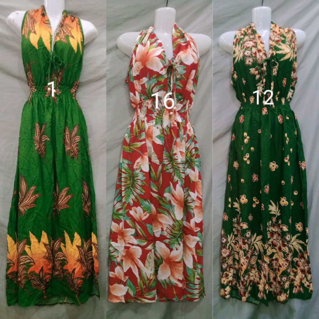 Maxi cổ buộc lanh thái [nhiều màu] | BigBuy360 - bigbuy360.vn