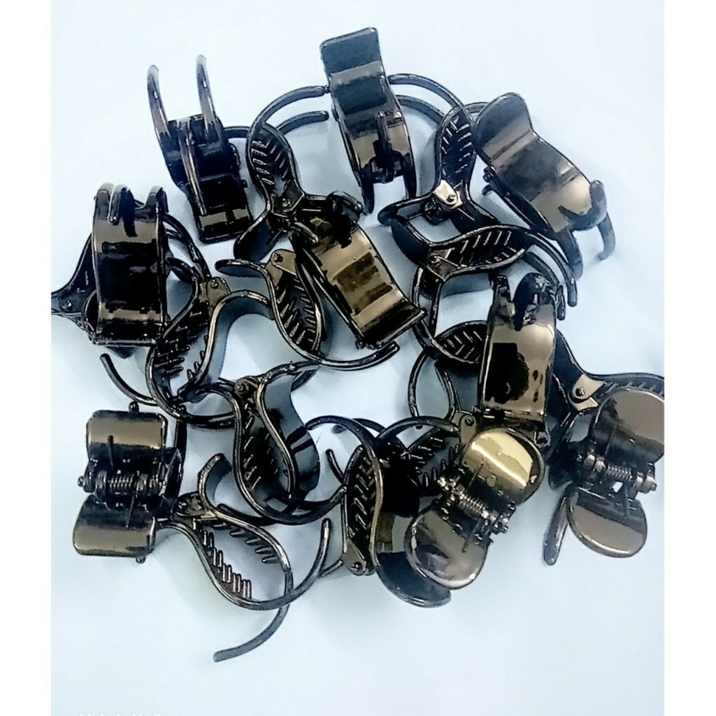 SỈ LỐ 12 CÁI GẤP TÓC, KẸP TÓC CÀNG CUA 3 RĂNG - 5 RĂNG CÓ LOẠI NHÁM CÓ LOẠI BÓNG 1 MÀU ĐEN