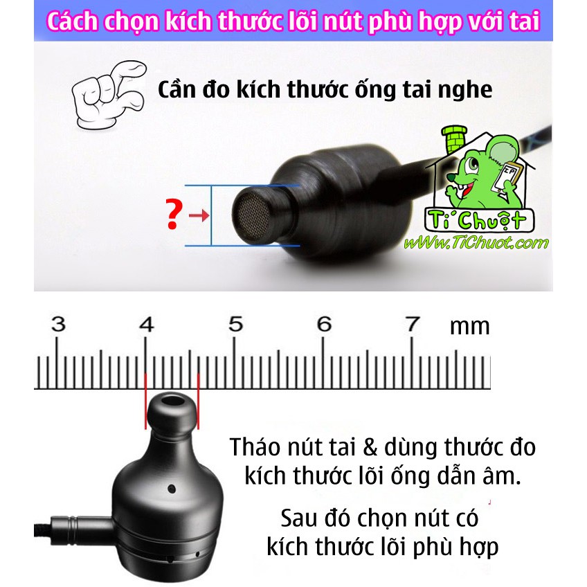 Nút đệm tai nghe bọt biển Memory Foam Tip inear Lõi 2.5mm 4mm 4.5mm 5mm