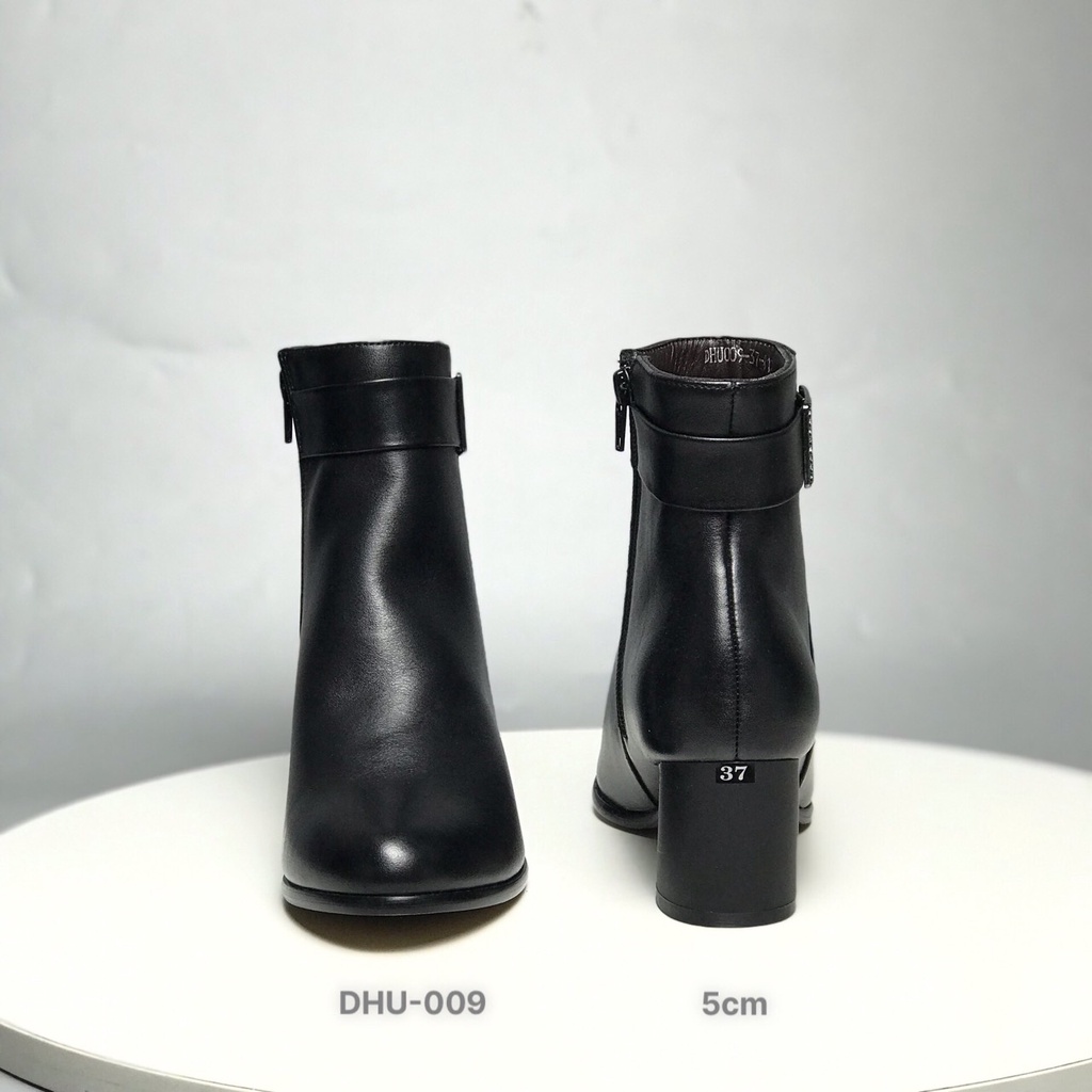 Giày bốt thời trang nữ BQ ❤️FREESHIP❤️ Boots công sở made in Việt Nam da bò kéo khóa gót trụ 5p sang trọng DHU-009