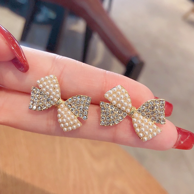 Bông Tai Mạ Bạc 925 Đính Ngọc Trai Giả Dễ Phối Đồ Hợp Thời Trang