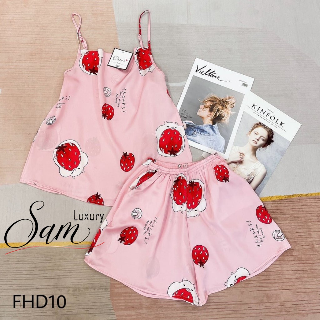 Đồ ngủ nữ 2 dây dễ thương,pijama lụa latin,mềm mịn, Sam Luxury | BigBuy360 - bigbuy360.vn