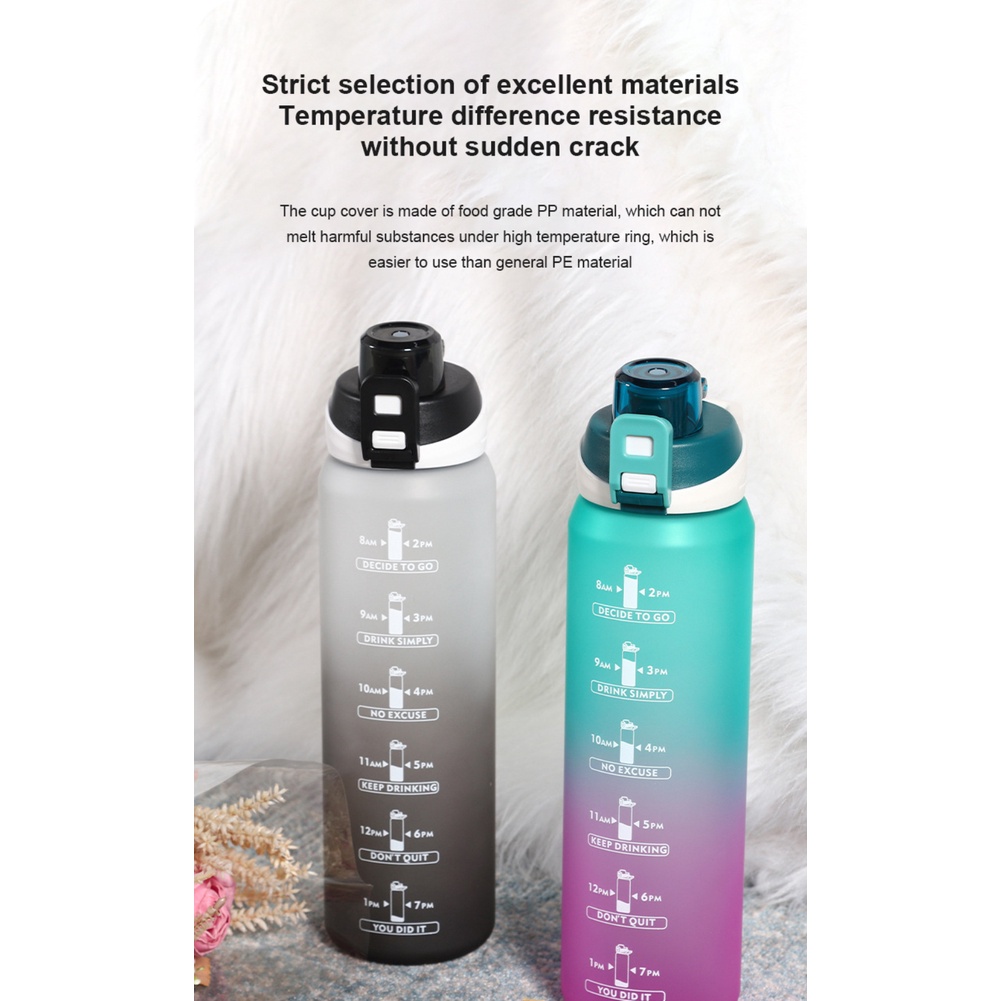 ღ 1L Lớn Bình Nước Có Nắp Đậy Và Ống Hút Nhiều Màu Nhựa PP Cốc Nước Trẻ Em Di Động Xe Đạp Thể Thao Ngoài Trời Tập Gym tập Thể Dục Cốc