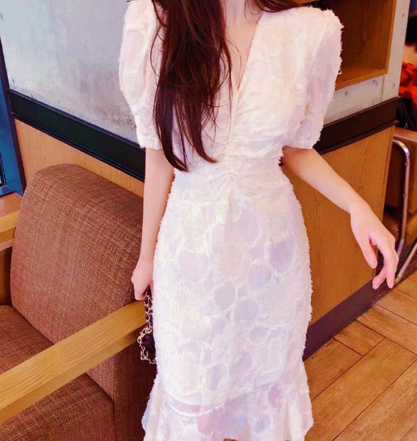 Váy đầm ren thêu nổi dáng ôm body đuôi cá công sở đi tiệc đẹp xinh hotgirl teen giá rẻ