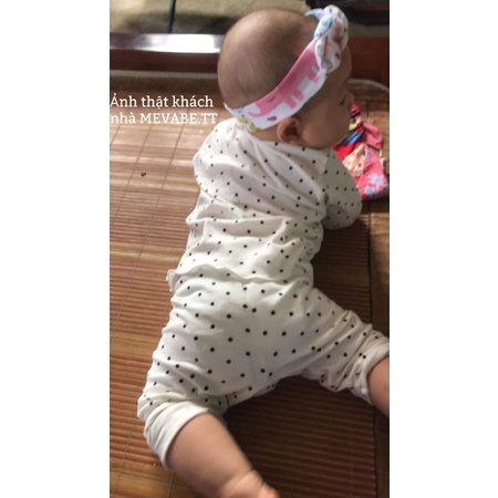 Bộ thu đông thun tăm cho bé gái 7 - 19kg chấm bi mềm mát