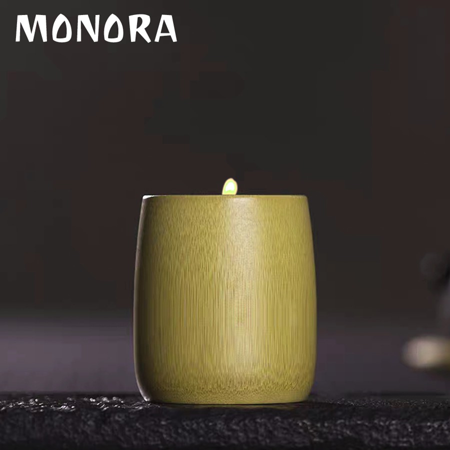Nến Thơm hương Trà Trắng thư giãn ống tre trúc thiên nhiên MONORA C10 sáp trang trí phòng không khói  - candle decor