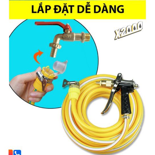 Vòi xịt tăng áp rửa xe, tưới cây đa năng loại 20M điều chỉnh 2 chế độ xịt tia và phun sương tiện dụng