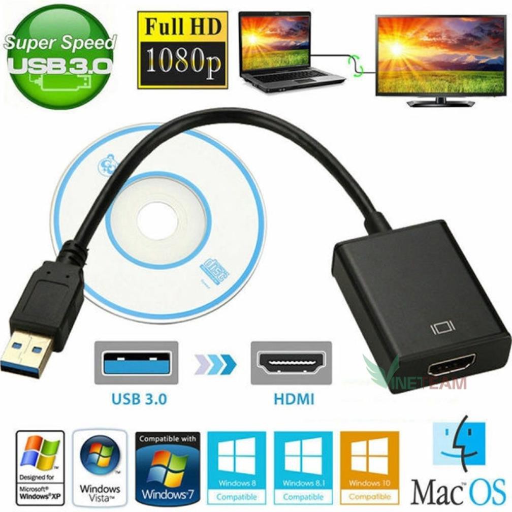 Freeship 50k Cáp chuyển đổi tín hiệu âm thanh hình ảnh từ đầu USB 3.0 sang HDMI 1080P cho PC/Laptop/HDTV/TV -dc4224