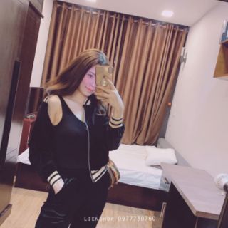 Com bo Bộ nhung đen 3 chi tiết