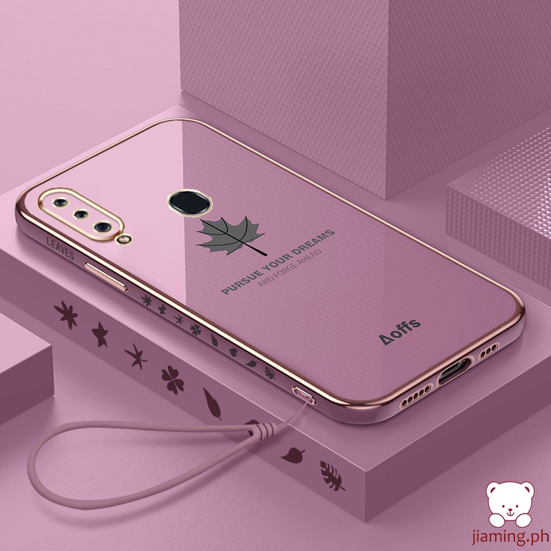 Ốp Điện Thoại Mềm Dáng Vuông Họa Tiết Lá Phong Sang Trọng Cho Samsung Galaxy A20S A10S M01S