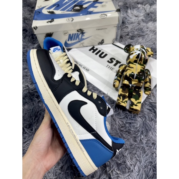 Giầy Thể Thao Tracvis Scott Fragment Design Xanh Trắng Low Best | Đế Khâu -Mông Tròn)