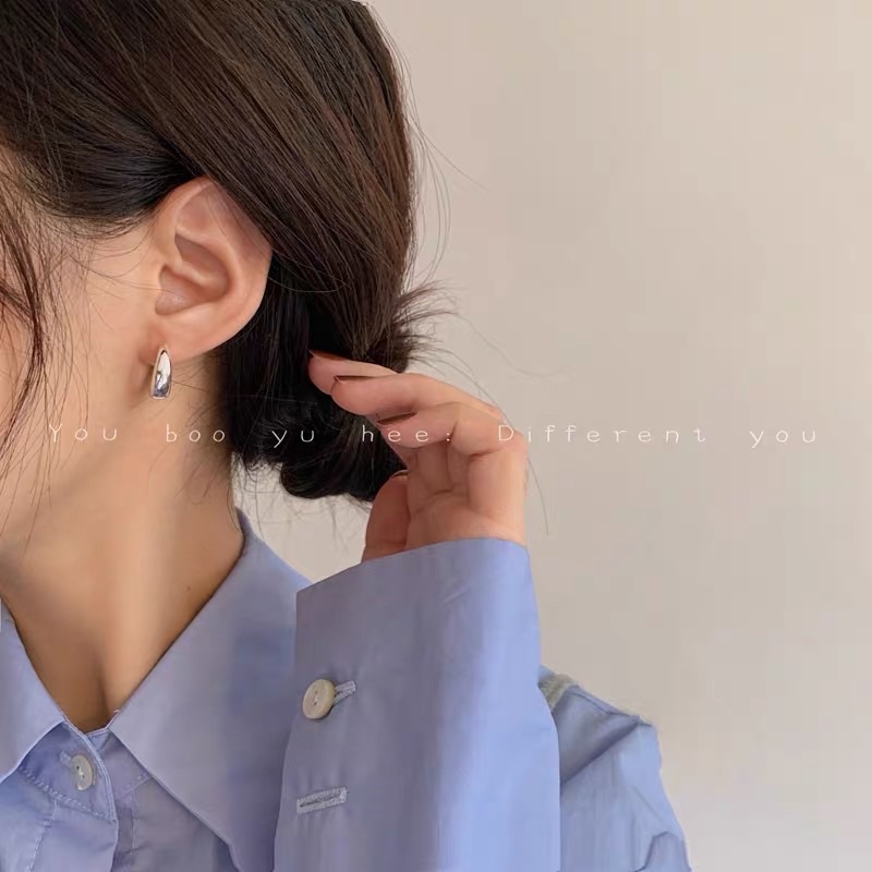 Khuyên tai bạc tròn không gỉ unisex nam nữ CHILLEE KT