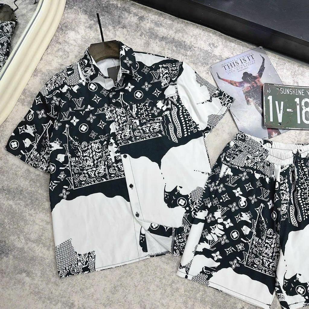 Đồ Bộ Cộc Tay Nam Mặc Hè Chất Lụa Họa Tiết Cực Đẹp Cực Mát