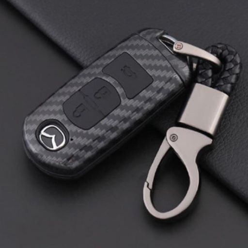 ỐP BỌC CHÌA KHÓA VÂN CARBON KÈM MÓC ĐEO XE MAZDA 2 , 3 , 6, CX5