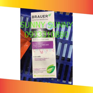 Siro Runny Nose Brauer 100ml hỗ trợ trị sổ mũi cho bé.