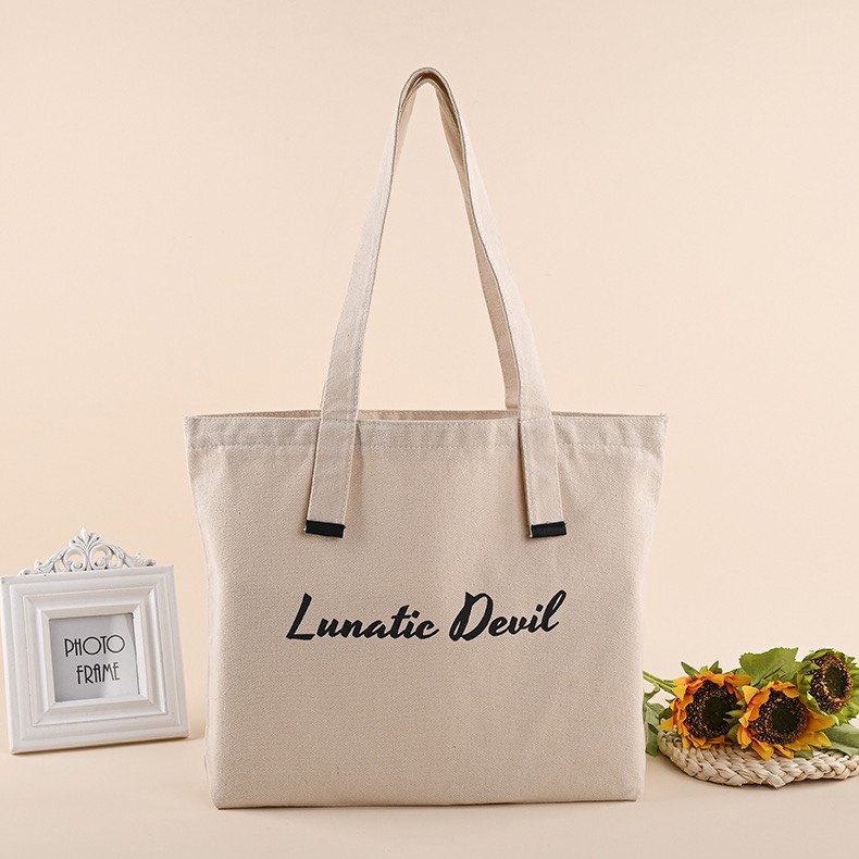Túi tote HAZIN vải canvas ulzzang unisex họa tiết chữ Lunatic có túi nhỏ bên trong HZ58