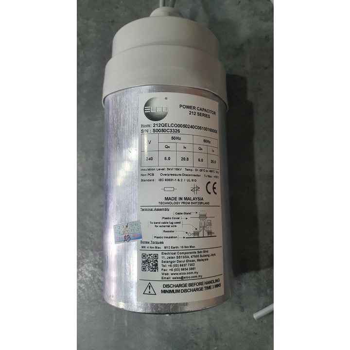 Elco 700QELCO0050M: Tụ bù 1 pha 5Kvar 240V 50Hz